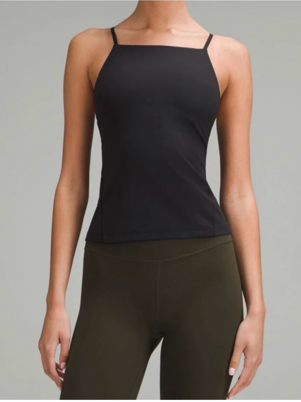 lululemon athletica Black Square-Neck High Neck Camisole with Thin Straps